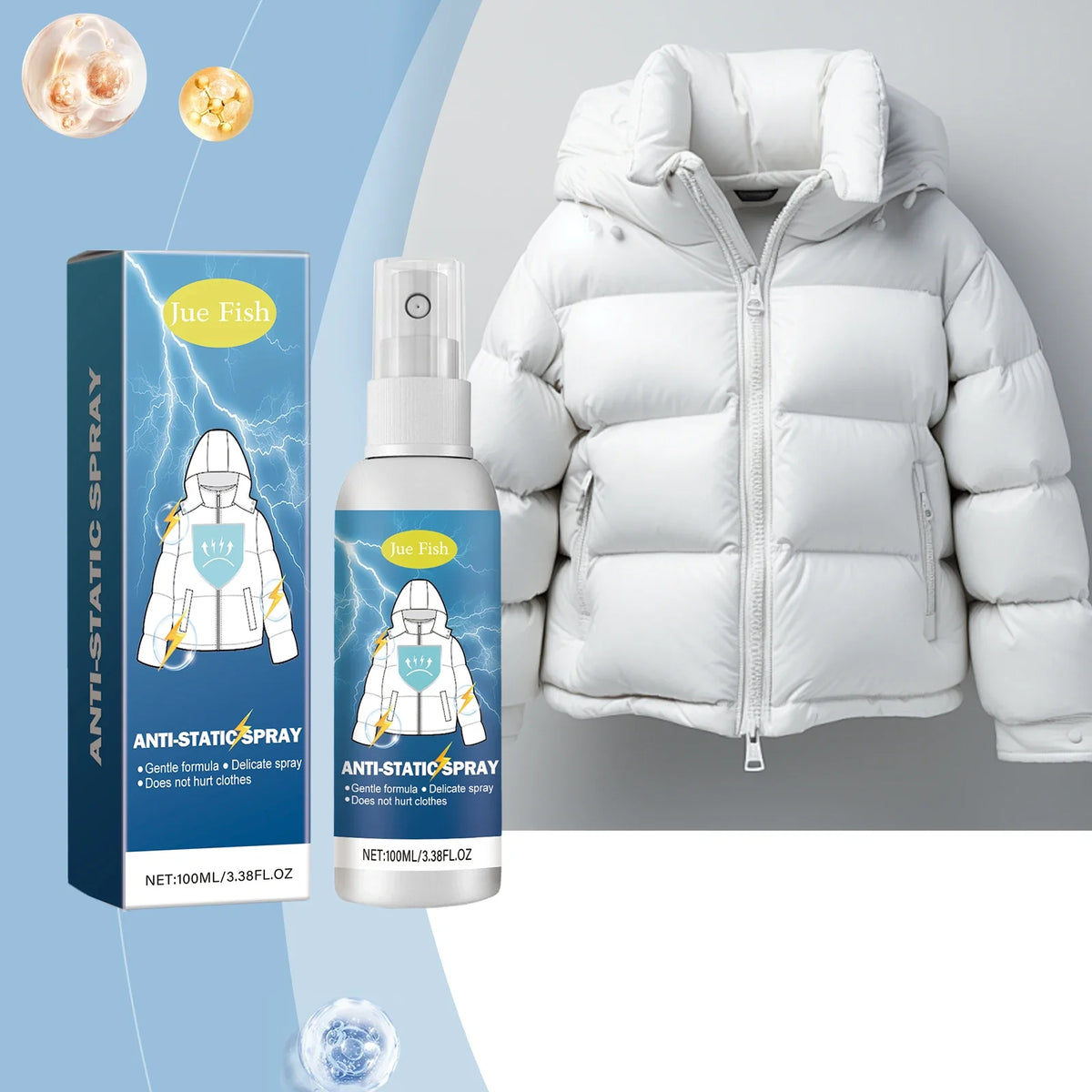 Anti-Static Fabric Spray – Smooth, Cling-Free Clothes | Qme Anti-Static Fabric Spray Qme