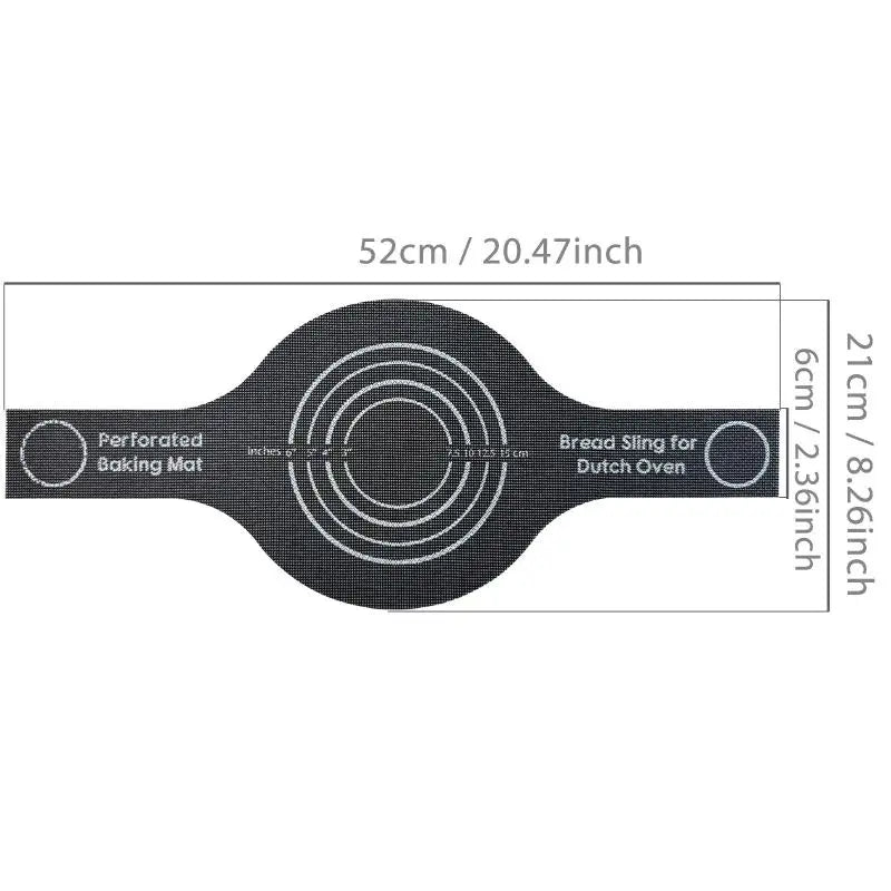 Perforated Silicone Bread Sling for Dutch Oven – Long Handle Silicone Bread Sling Qme Black