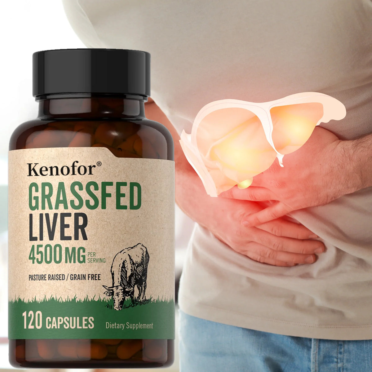Grass-Fed Beef Liver Capsules – Natural Vitamins & Minerals 120ct Liver Supplement Capsules Qst