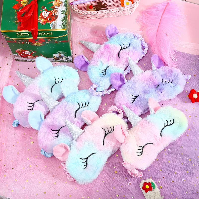 Unicorn Plush Sleep Mask for Kids & Adults – Cute Eye Mask Plush Sleep Mask Qst