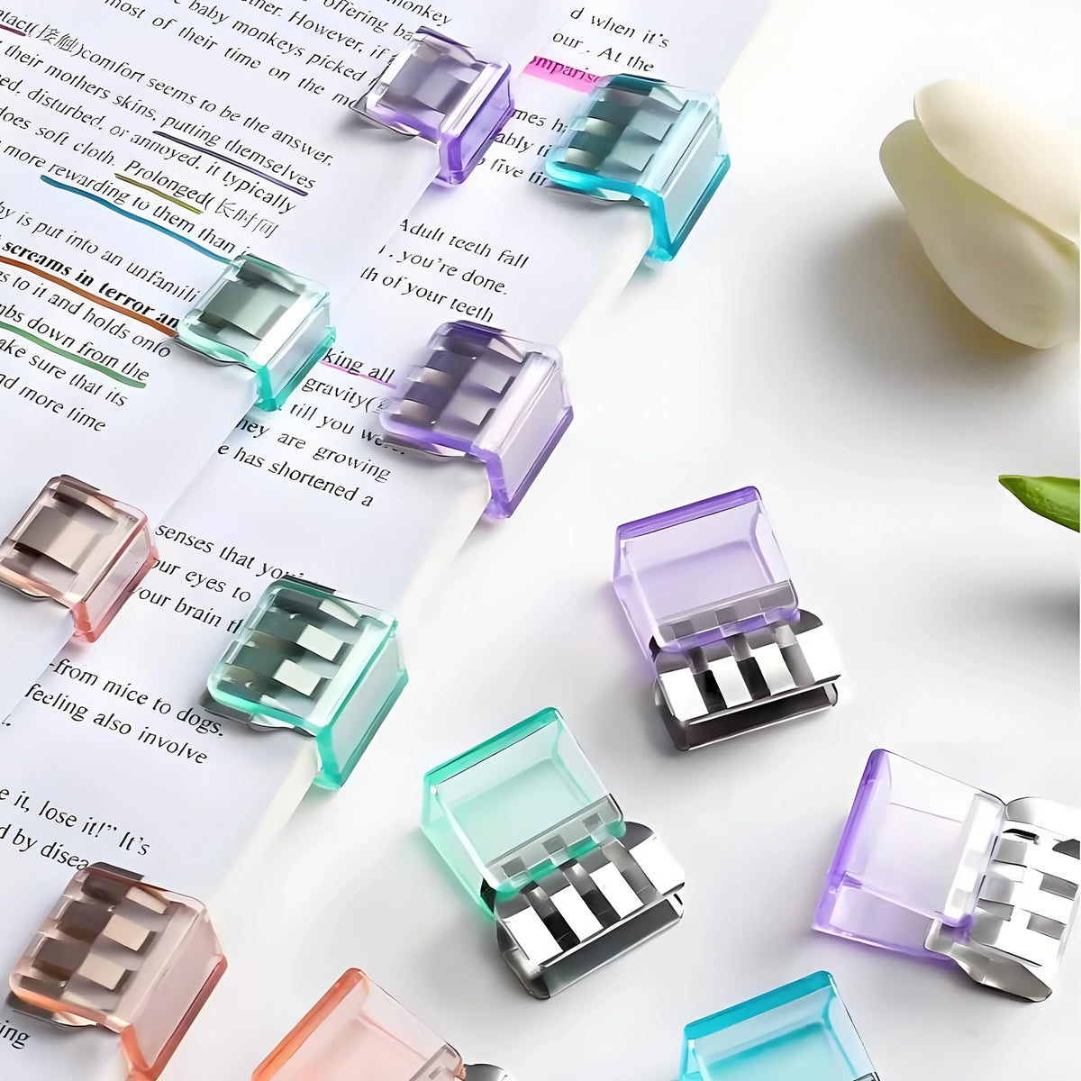 10-Piece Clear Plastic Page Holder Bookmarks | Office & Study Plastic Page Bookmarks Qme