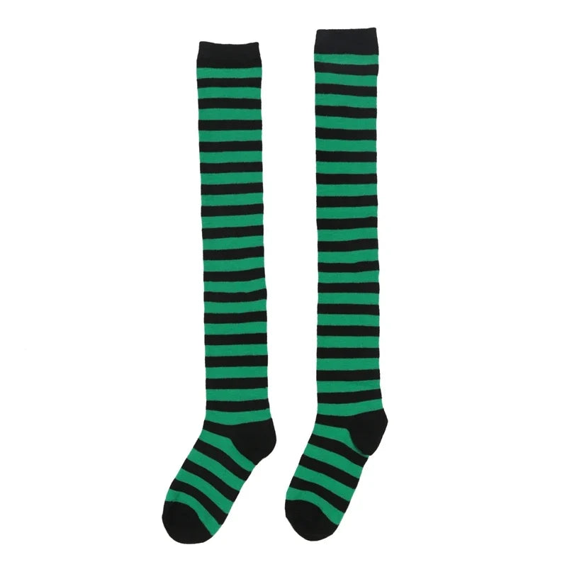 Women's Striped Over-the-Knee Long Socks – 18 Colors Over-the-Knee Socks Qme A14 One Size