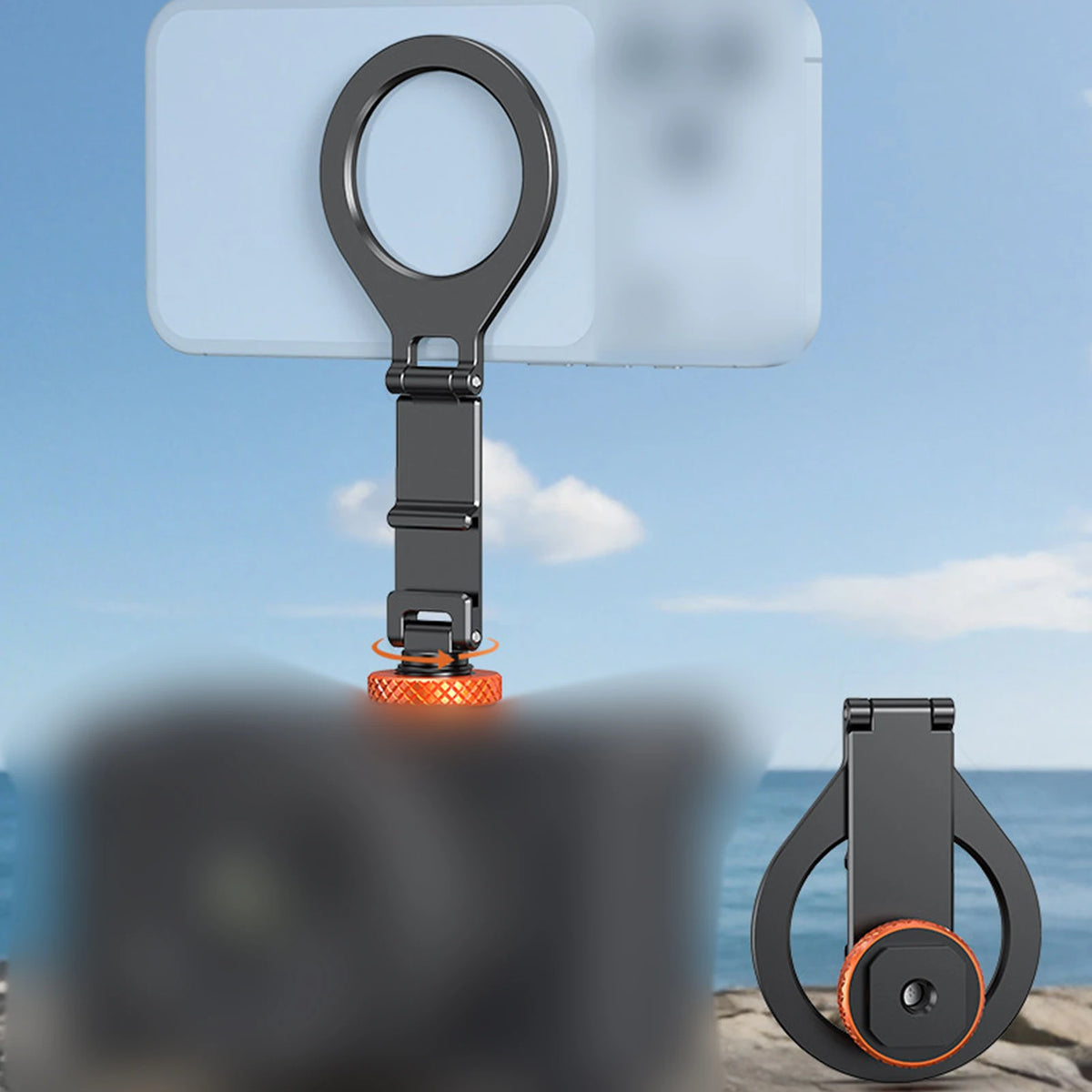 Magnetic Phone Holder Foldable Stand 360° Cold Shoe 1/4" Mount Phone Tripod Mount Qst