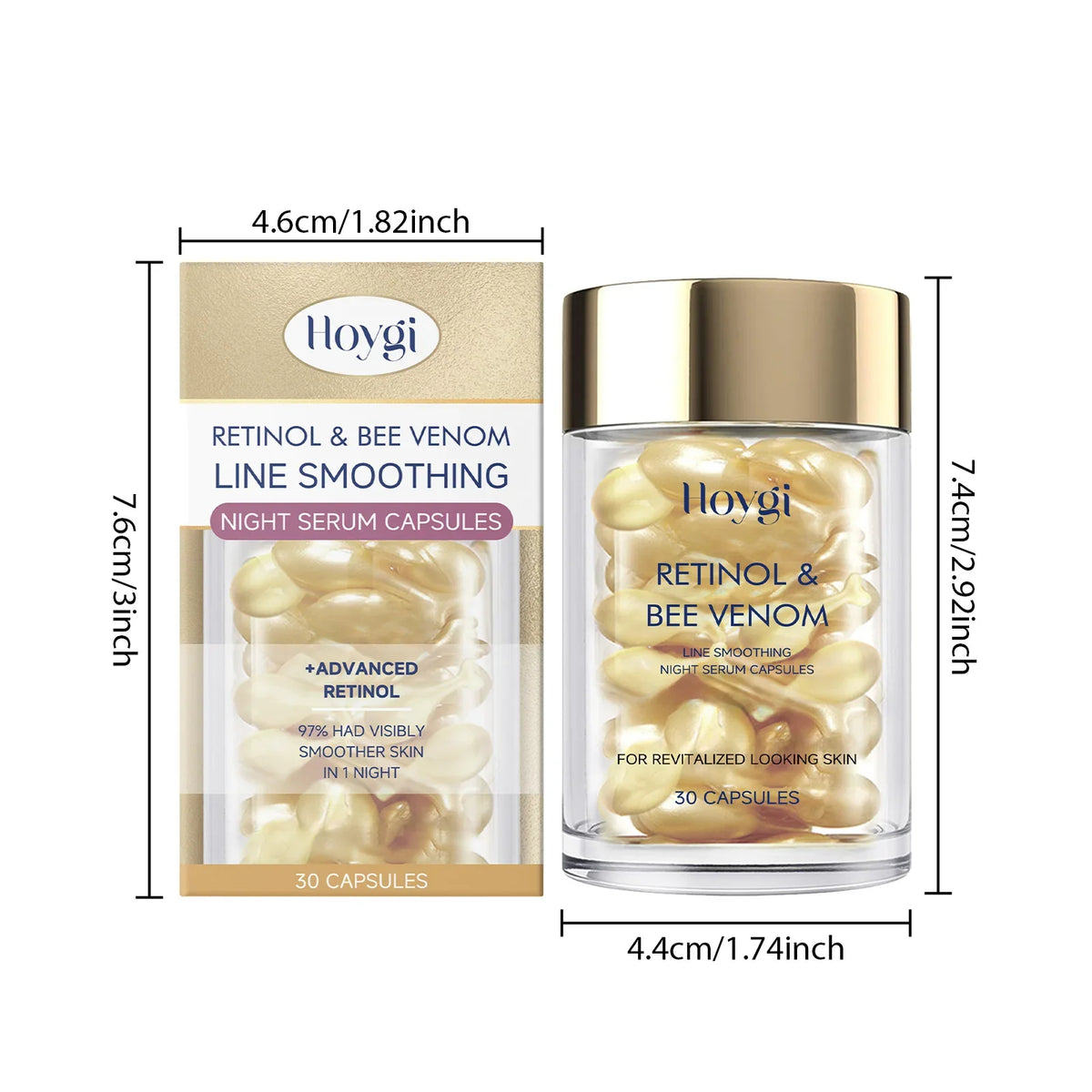 Retinol & Bee Venom Facial Capsules – Firming & Smoothing Facial Serum Capsules Qme
