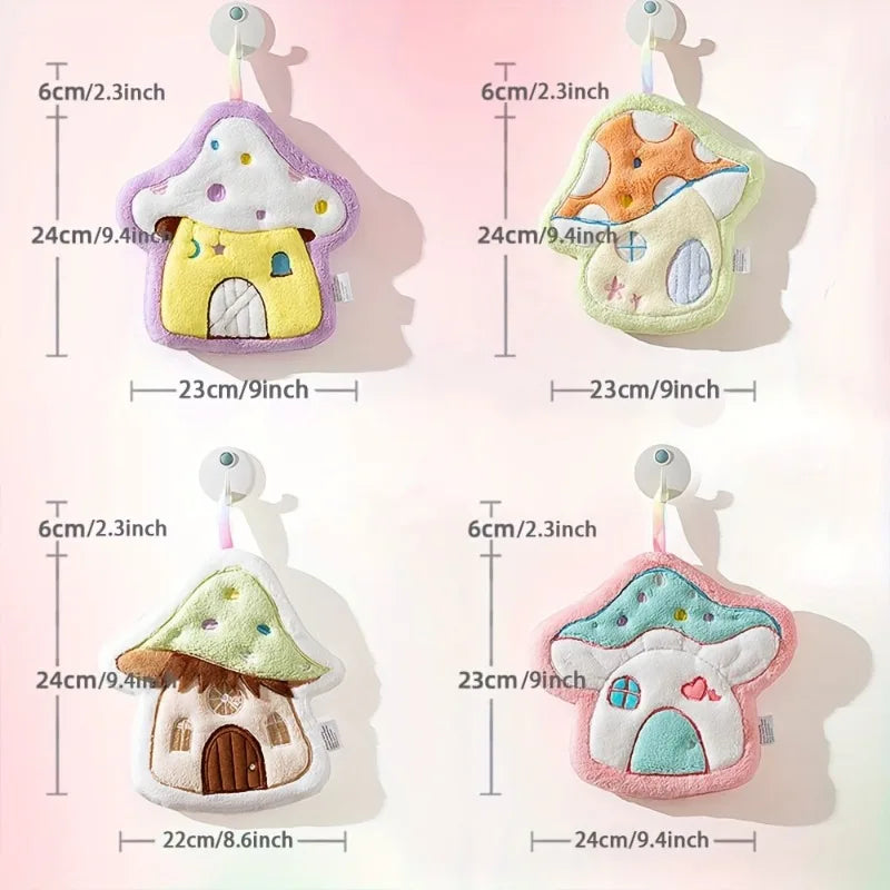 Cartoon Mushroom Kids Hanging Hand Towel – Soft & Absorbent Kids Hand Towel Qme