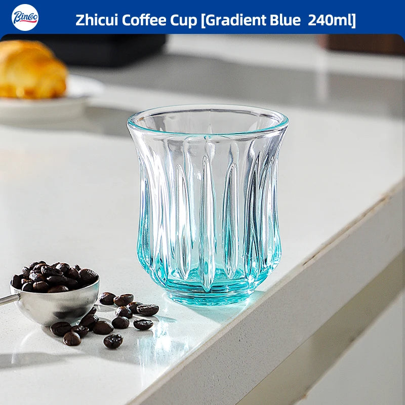 Bincoo Retro Glass Coffee Cup – Espresso Latte 90–400ml Glass Coffee Cup Qst Gradient Blue 240ml
