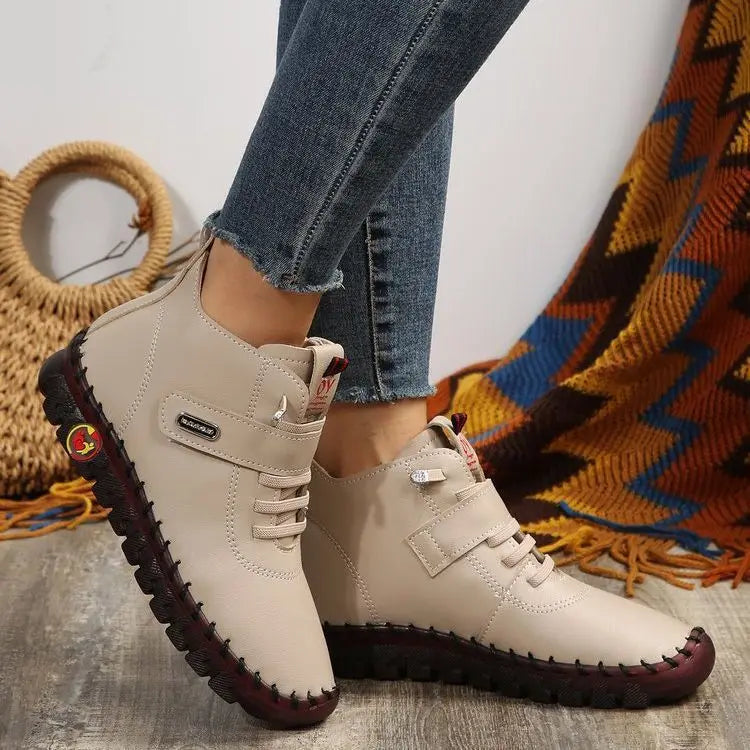 Women's Winter Plush-Lined Ankle Boots – Platform & Waterproof Women's Ankle Boots Qst Beige CN 42(Insole 26 cm
