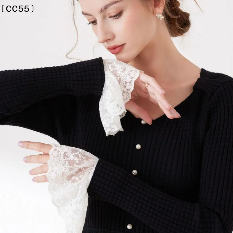 White Lace Detachable Cuffs – Bridal, Costume & Cosplay Lace Wrist Cuffs Qst
