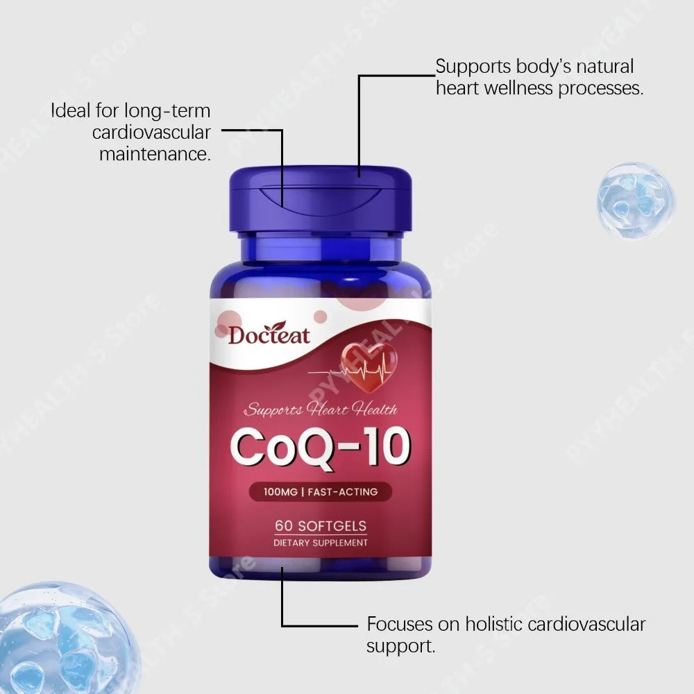 CoQ-10 100mg Softgels + Vitamin E, L-Carnitine & Omega-3 | 60ct CoQ10 Supplement Qst