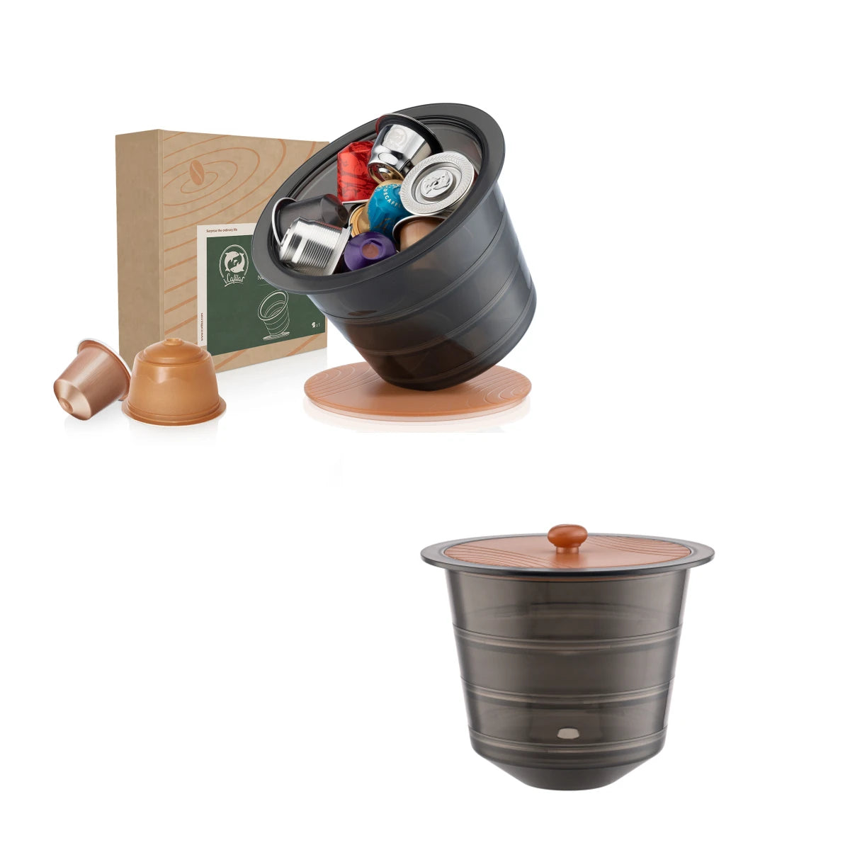 RECAFIMIL Coffee Capsule Holder & Pod Organizer Storage Box Pod Organizer Qst 2 containers