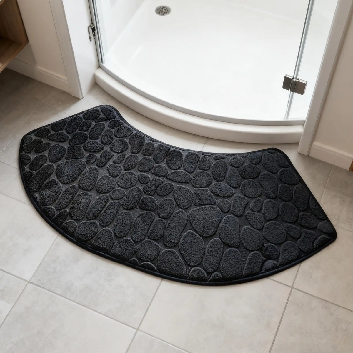 Soft Cotton Bathroom Rug | Curved Washable Absorbent Mat Bathroom Rug Qme