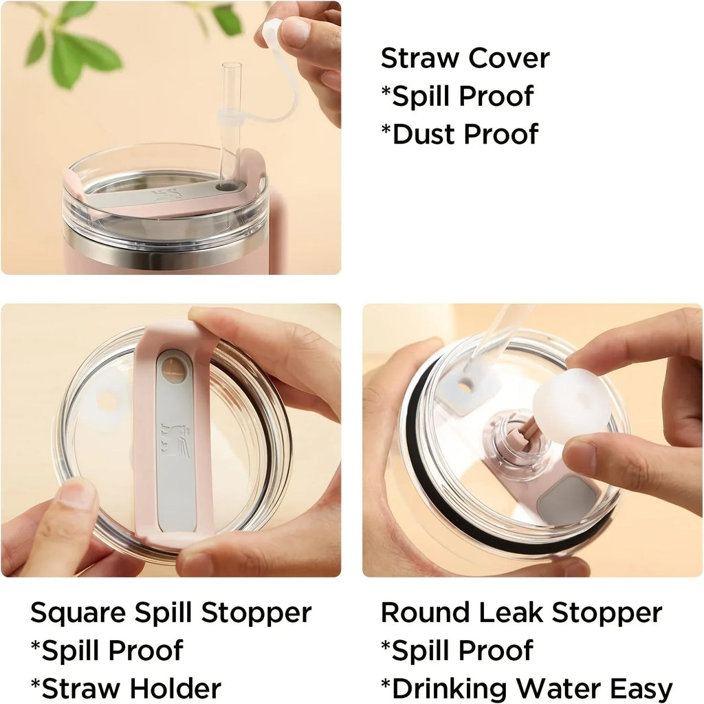 3-Piece Silicone Spill-Proof Plug Set for 30 oz Tumblers Drinkware Accessory Qme