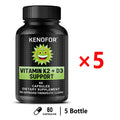 Kenofor Vitamin D3 + K2 MK-7 Vegan Capsules – 60 Count Vitamin Supplement Qst 60 count-5 bottle