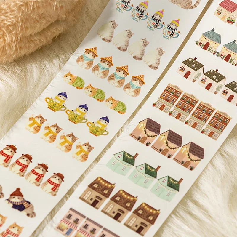 Washi Tape Set 2 Rolls – Vintage Town & Food Elements Decorative Washi Tape Qme