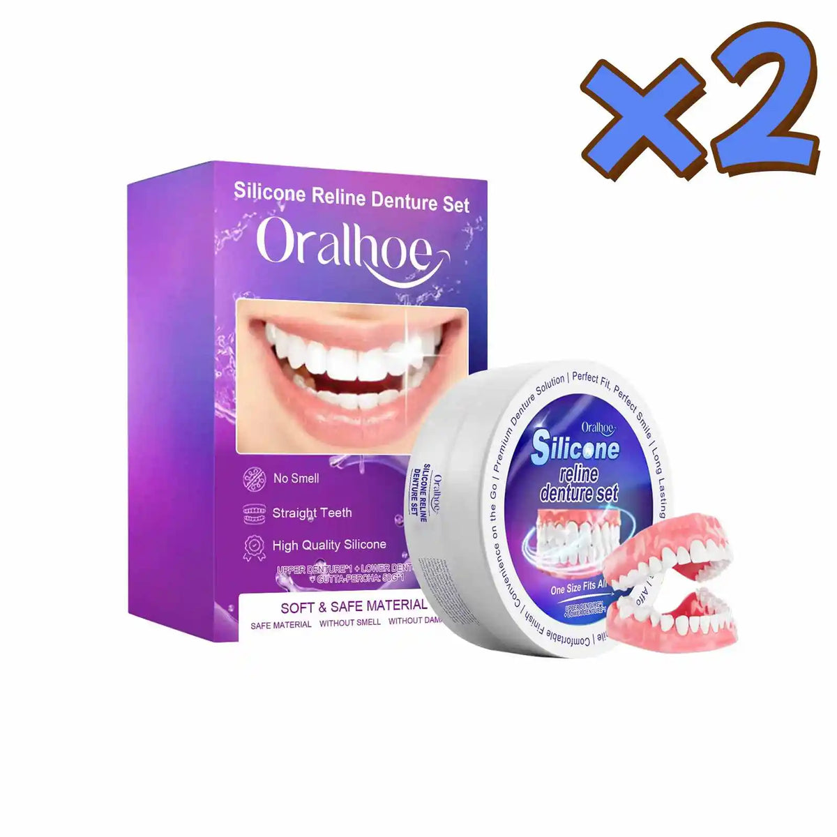 Oralhoe Silicone Temporary Denture Set – Natural Smile Kit Temporary Denture Set Qst 2set boxed