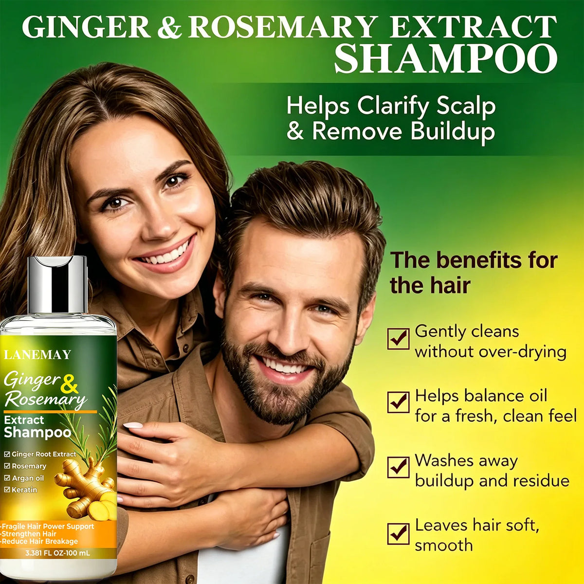 Ginger & Rosemary Shampoo – Strengthen & Soften All Hair Hair Strengthening Shampoo Qst