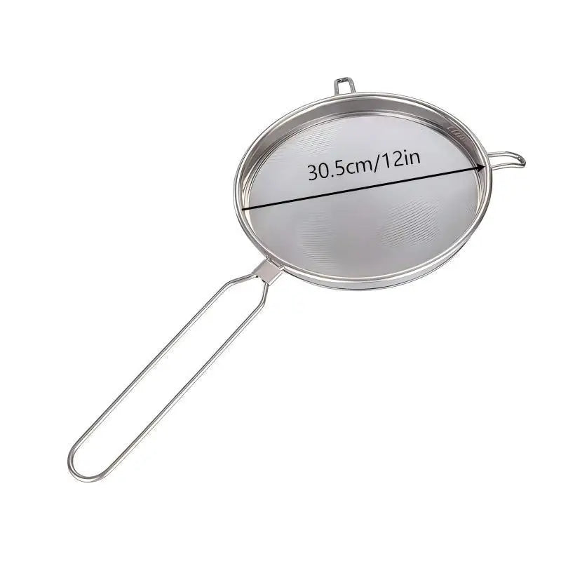Fine Mesh Kitchen Strainer – Non-Slip Handle & Hook | Stainless Steel Kitchen Strainer Qme AV