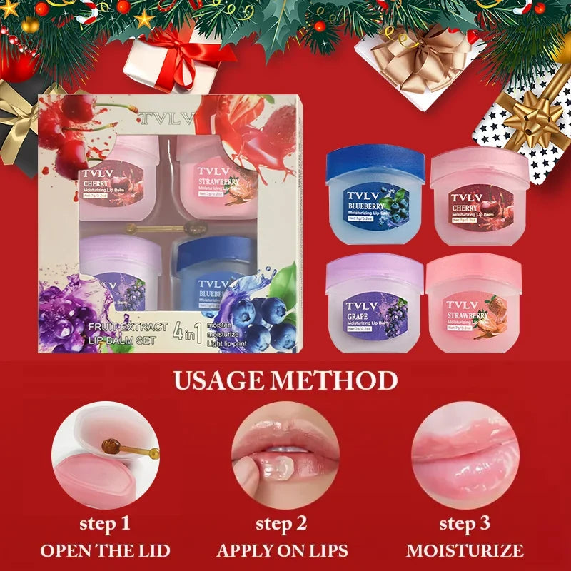 Fruit Lip Balm & Overnight Moisturizing Lip Mask Set (4pcs) Lip Balm & Mask Set Qme