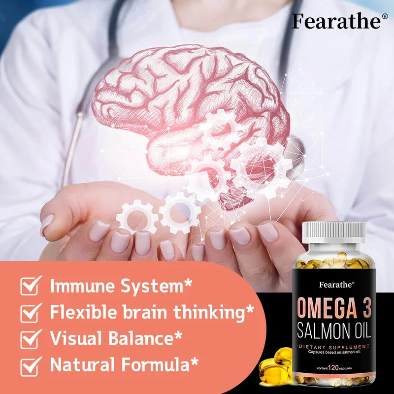 Omega-3 Fish Oil Capsules – Pure Salmon Oil EPA & DHA Fish Oil Supplement Qst