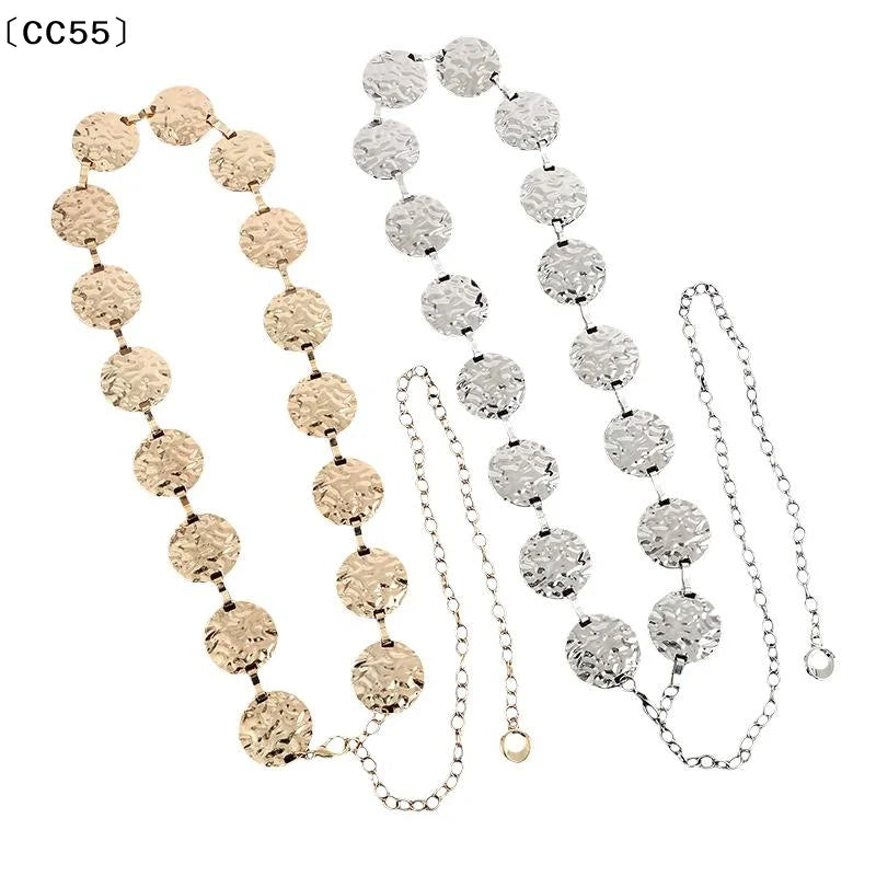 Geometric Disc Metal Chain Belt – Adjustable Women's Waist Chain Women's Chain Belt Qst
