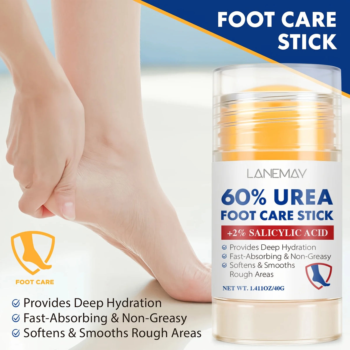 Lanemay 60% Urea Foot Stick – Dry & Cracked Heel Moisturizer Foot Care Stick Qst