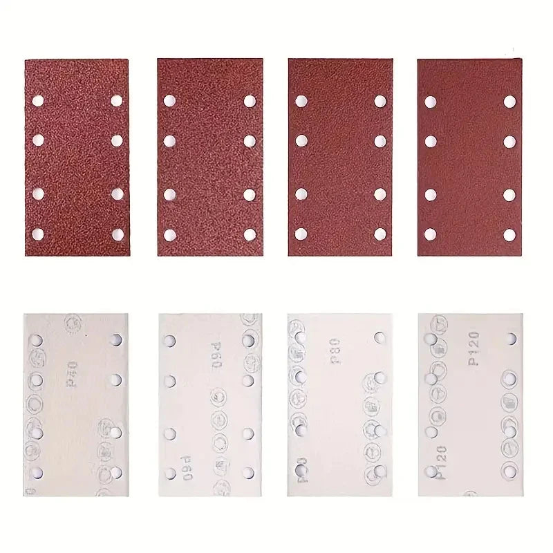 8-Hole Self-Adhesive Flocked Sandpaper Sheets – Assorted Grits Sanding Sheets Qme