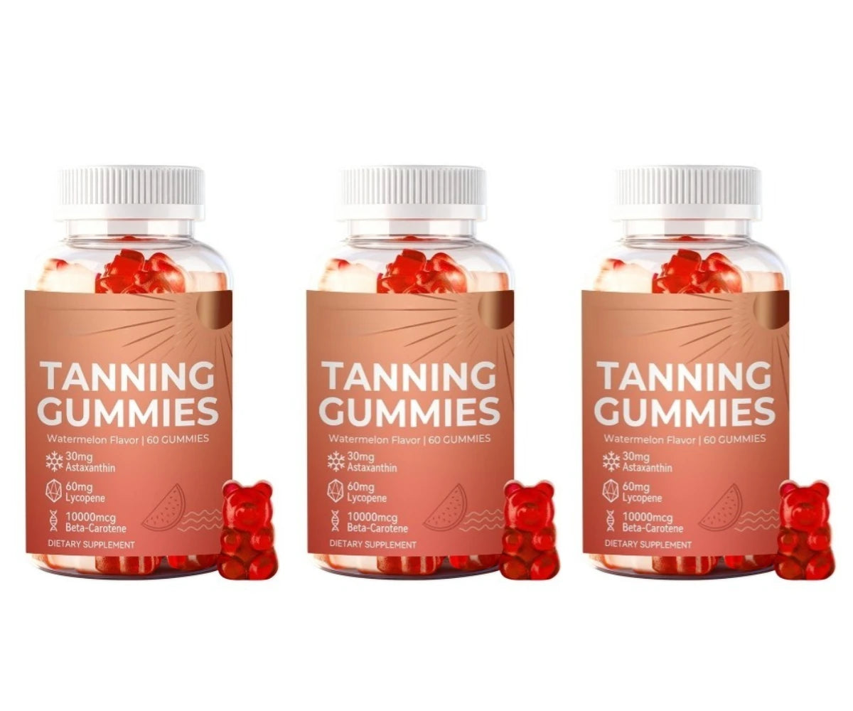 Tanning Gummies Watermelon – Lycopene, Astaxanthin & Beta-Carotene Beauty Supplement Gummies Qst 3 bottles