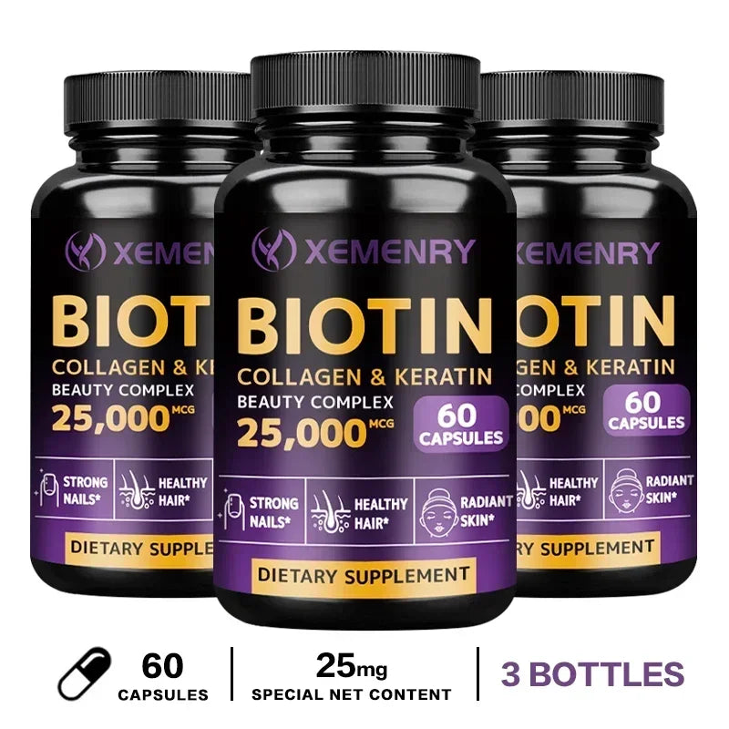 Xemenry Biotin Supplement – Hair, Skin & Nail Capsules Beauty Supplement Qst 60 Capsule-3bottles