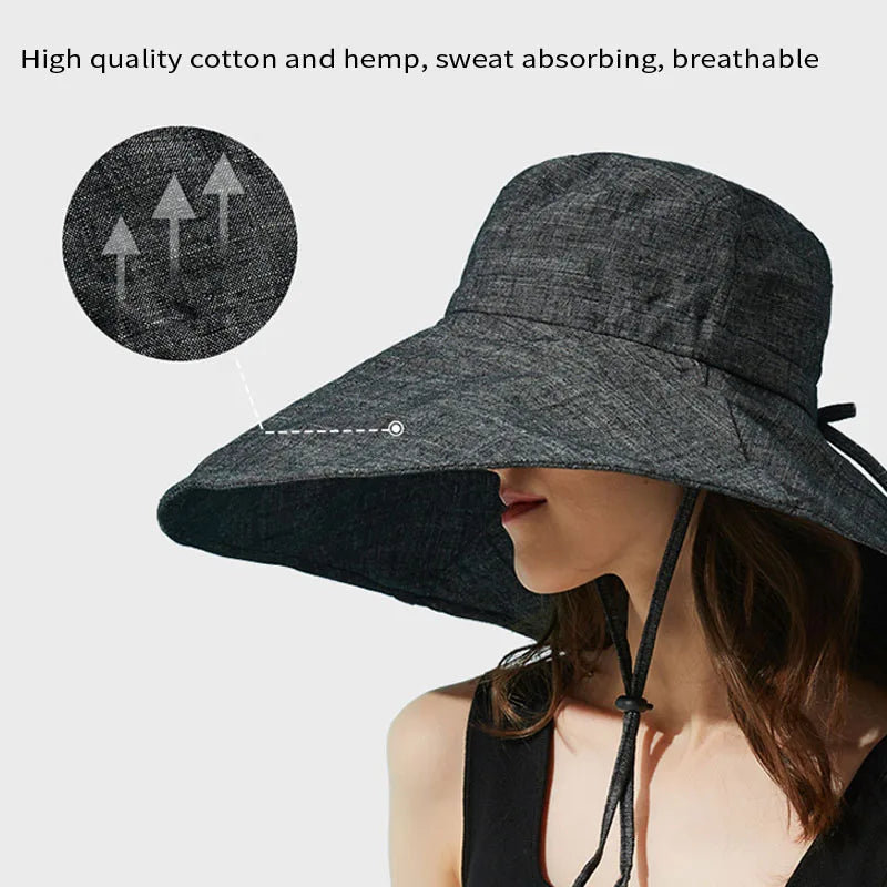 Women's Wide Brim Foldable Sun Hat – Packable Travel Bucket Hat Wide Brim Sun Hat Qme