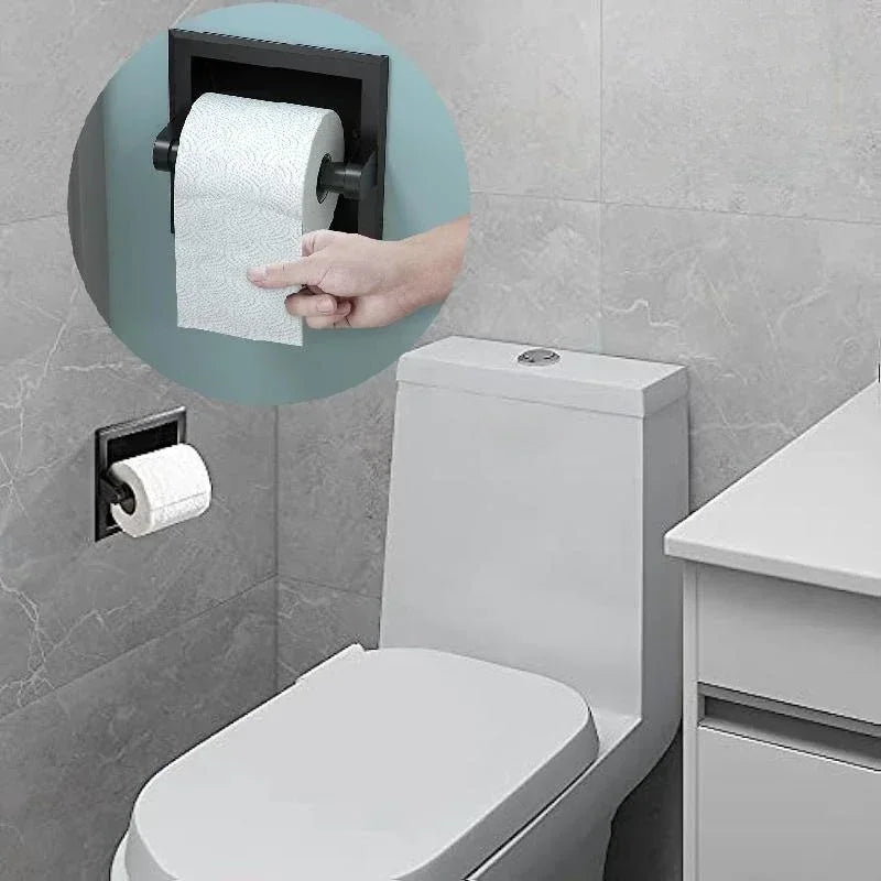 Black Metal Recessed Toilet Paper Holder | Wall Mount Bracket Toilet Paper Holder Qme