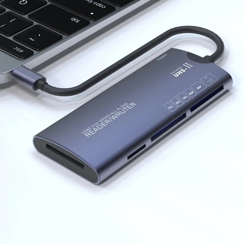 USB 6-in-1 Multi-Card Reader Aluminum Alloy – MS CF SD TF XD USB Card Reader Qme