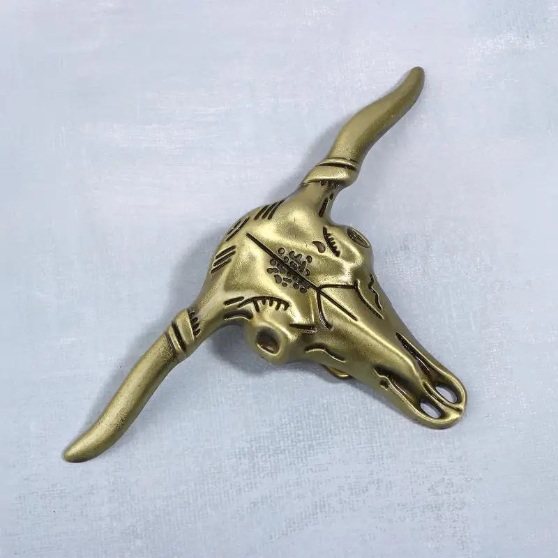 Western Cowboy Zinc Alloy Cow Head Belt Buckle – Retro DIY Belt Buckle Qst Bronze colour