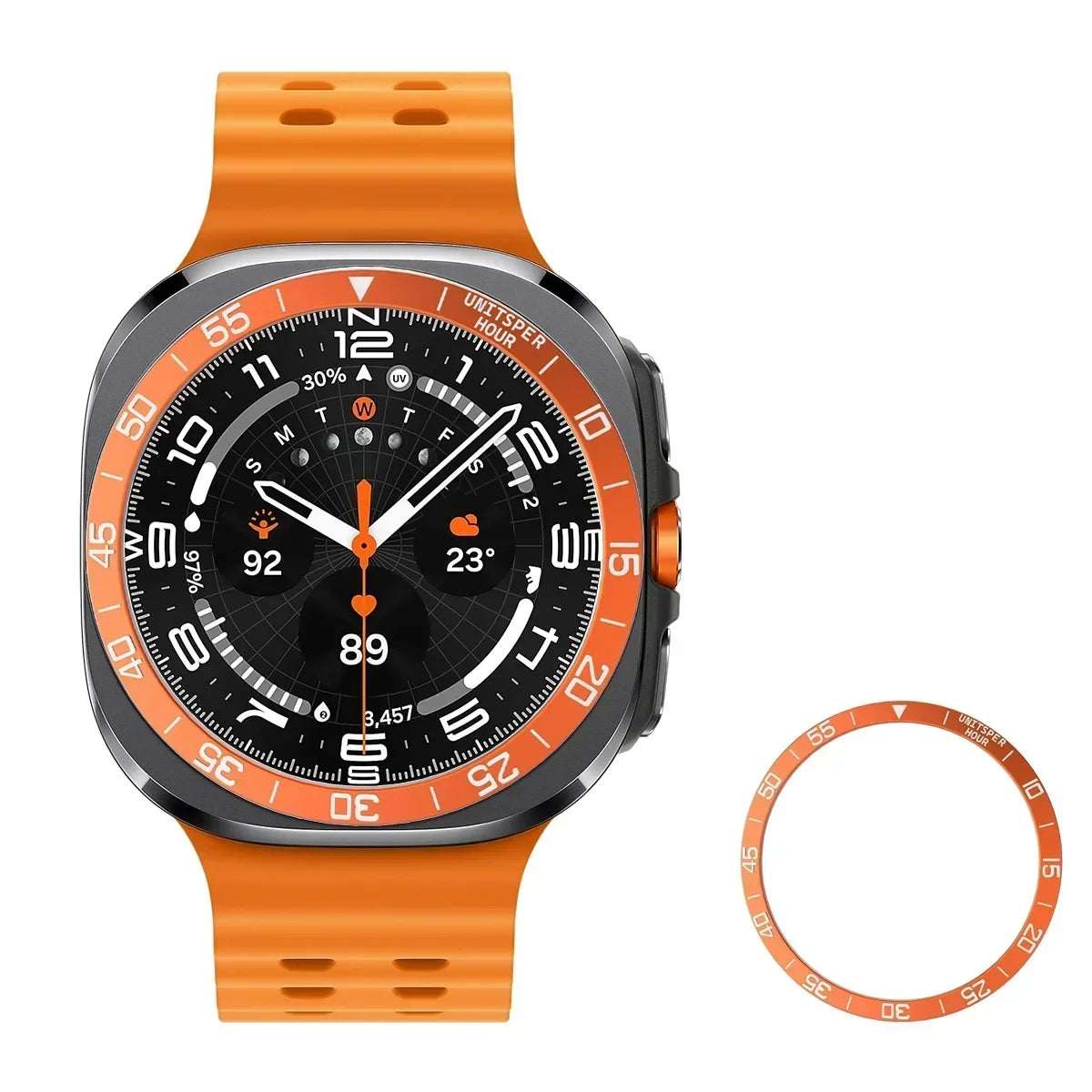 Metal Bezel Ring Case for Samsung Galaxy Watch 7 Ultra Smartwatch Bezel Case Qme Orange for Watch Ultra 47mm