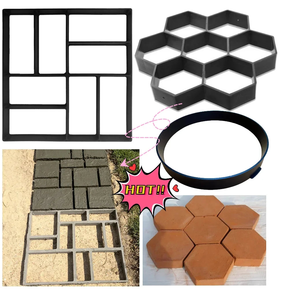 DIY Concrete Path Maker Mold – Reusable Stone Brick Paver Garden Paver Mold Qme
