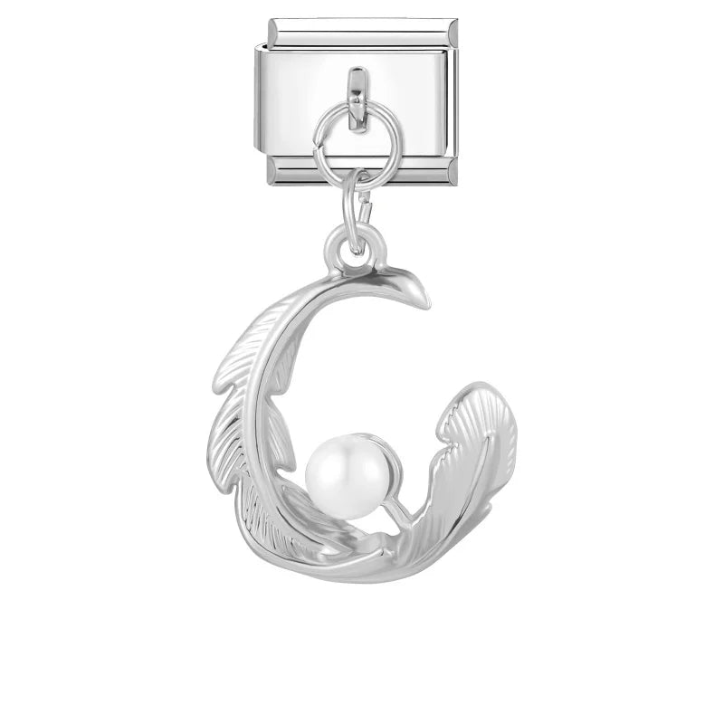 Zircon Crystal Italian Charm Link – Stainless Steel Bracelet Charm Bracelet Link Qme Style 28