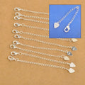 925 Sterling Silver Extension Chains Heart Tag – Pack of 10 Jewelry Findings Qme Default Title