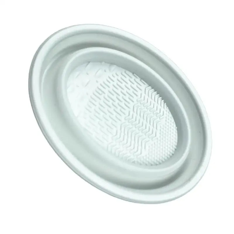 Foldable Silicone Makeup Brush Cleaning Bowl & Scrubber Makeup Brush Cleaner Qst White