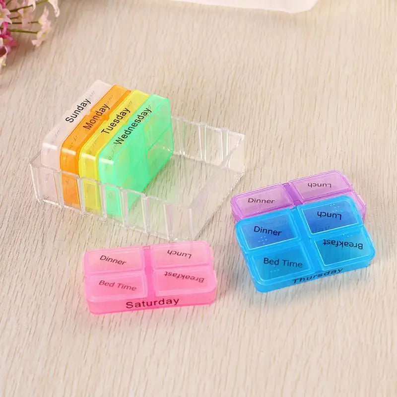 28-Grid 7-Day Weekly Pill Organizer | Portable Detachable Box Weekly Pill Organizer Qme