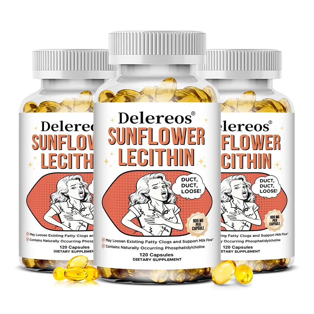 Sunflower Lecithin Softgels 900mg – Gluten-Free, Made in USA Lecithin Supplement Qst 120 count-3 bottle