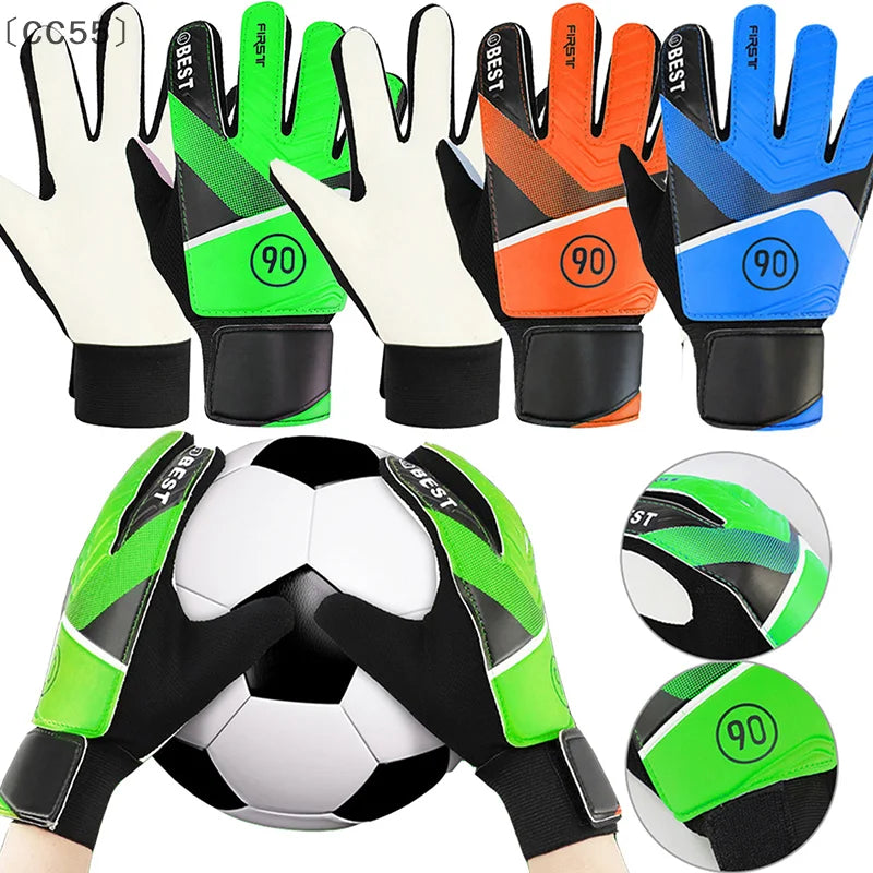 Kids Soccer Goalkeeper Gloves – Latex PU Palm Padding S/M/L Goalkeeper Gloves Qst