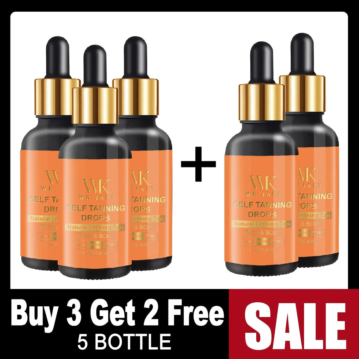 WK'JALY Self-Tanning Drops – DHA & Vitamin E, All Skin Types Self-Tanning Drops Qst Buy 3 Get 2 Free China Mainland