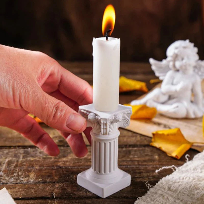 Greek Roman Column Pedestal Candlestick Stand Figurine Decorative Pedestal Stand Qme