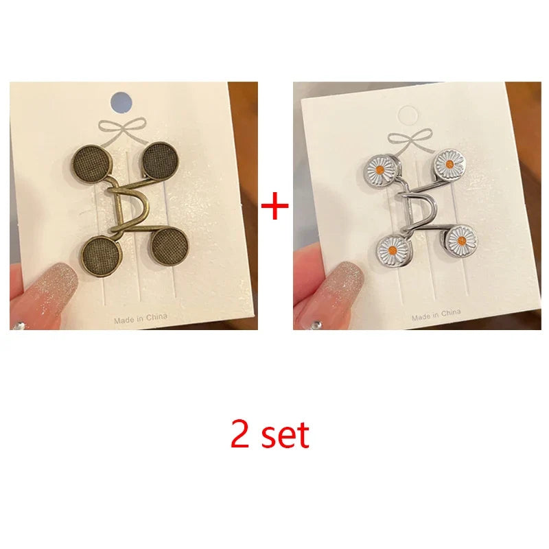Women's Adjustable Metal Waist Clip Pin for Skirts & Jeans Waist Clip Pin Qme 2SET-I