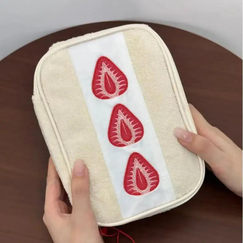 Embroidered Strawberry Pencil Case – Cute Stationery Pouch Pencil Case Pouch Qme 1pcs