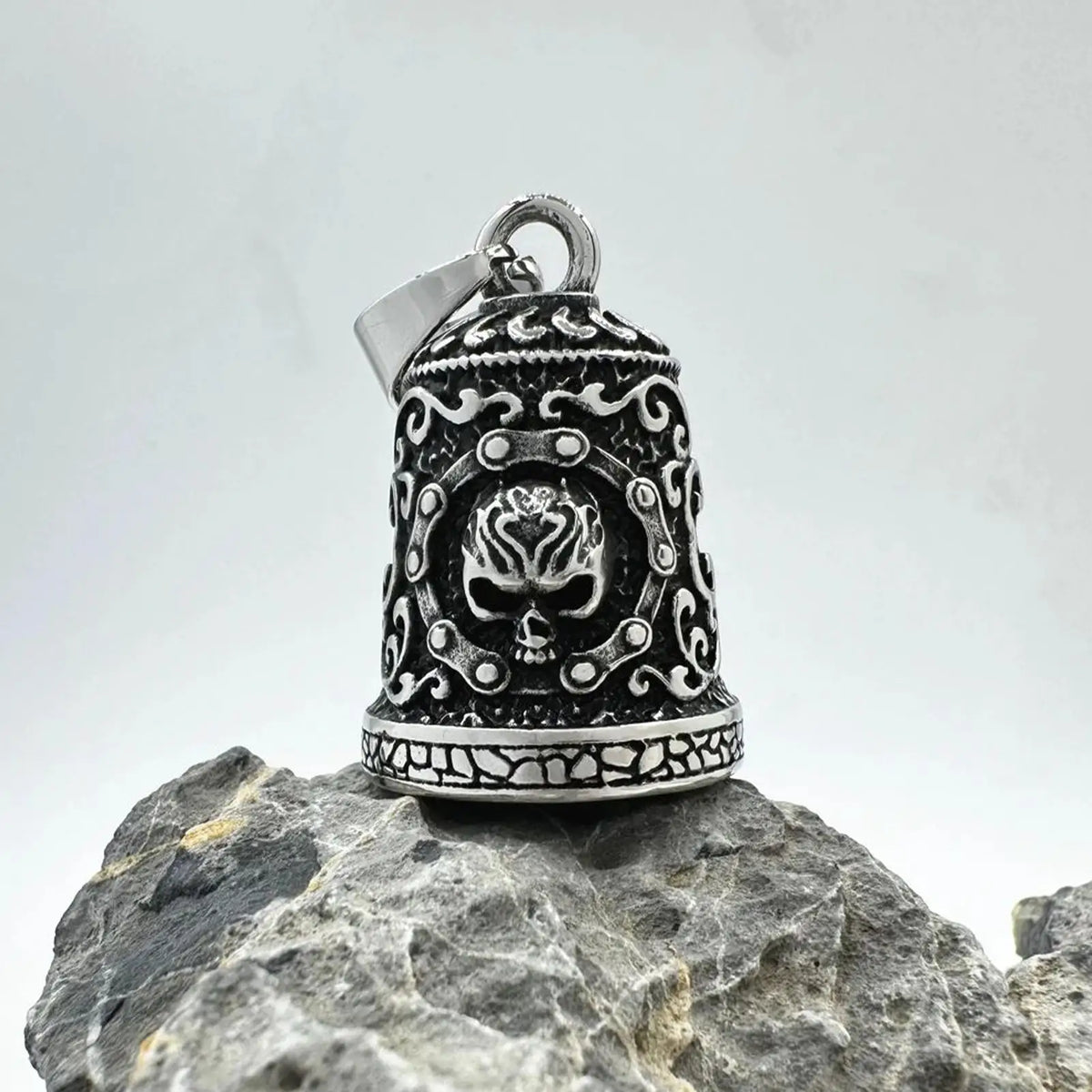 Skull Motorcycle Bell Key Chain – Weatherproof Alloy Ornament Motorcycle Bell Key Chain Qme