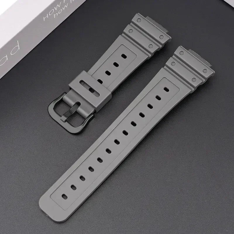TPU Sport Watch Band for Casio DW-5600 DW5000 GA2100 Casioak Watch Band Qme Gray Black