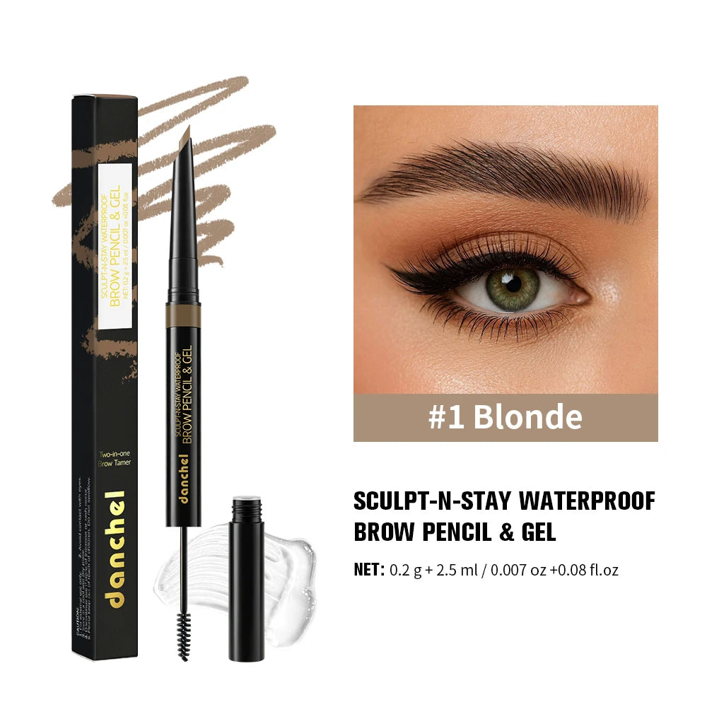Dual-Ended Wild Brow Pencil & Setting Gel – Waterproof Eyebrow Pencil & Gel Qst 01
