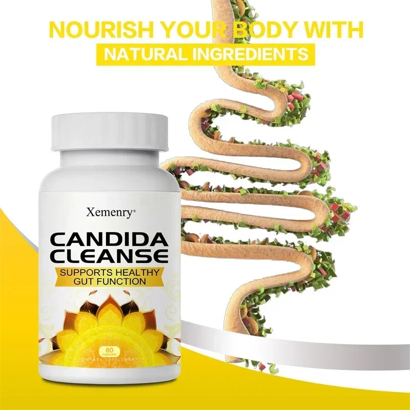 Xemenry Candida Cleanse – Gut Health & Detox Capsules Digestive Health Supplement Qst