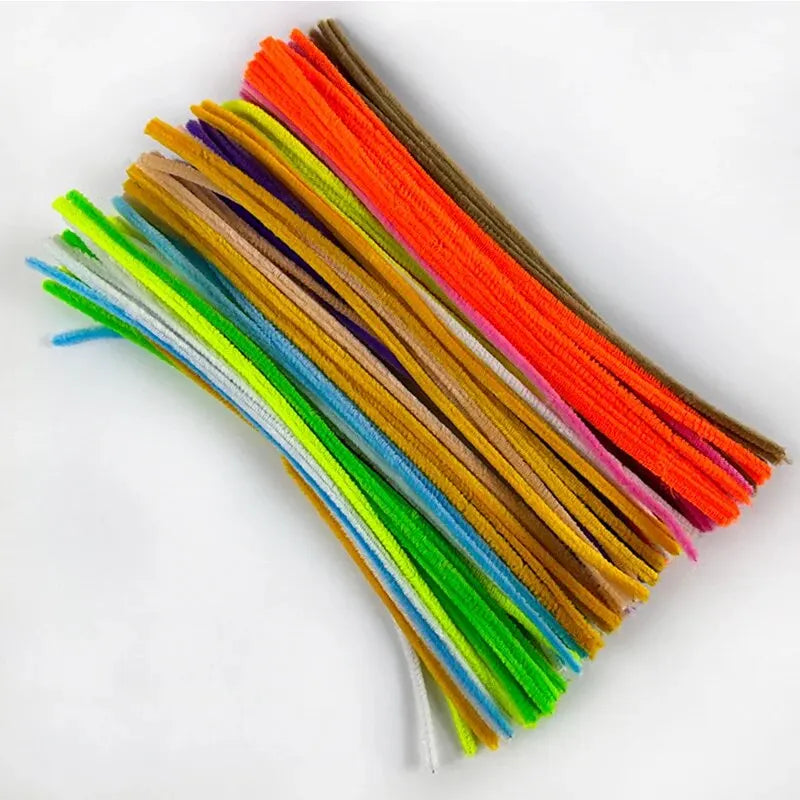 100PCS Colorful Chenille Pipe Cleaner Stems – DIY Craft Set DIY Craft Stems Qme Light color 10colors