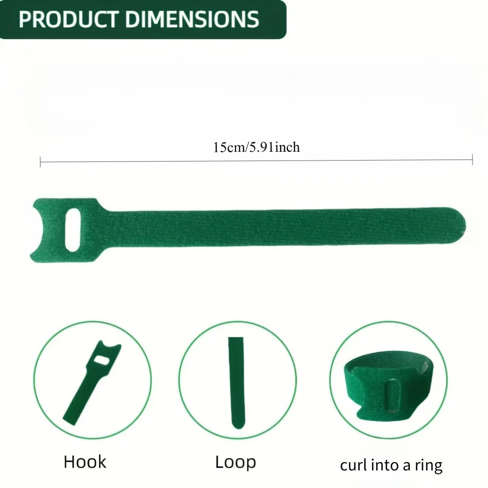 50 Adjustable Hook & Loop Plant Ties – Reusable Soft Straps Garden Plant Ties Qme